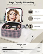 Makeup Bag With LED Mirror, Travel Makeup Case with Light up Mirror Large - Image 8