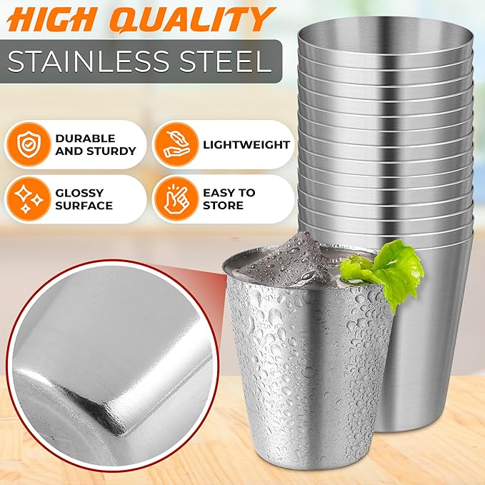 VIKROM 15 Pcs Stainless Steel Shot Glasses - 30ml Tiny Metal Shot Glasses - Image 3
