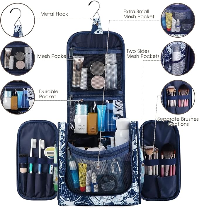 Narwey Hanging Toiletry Bag for Women Travel Makeup Bag Organizer Toiletries - Image 4