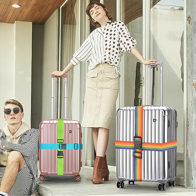 BILIONE 4 Pack Luggage Straps 79" Long Belts Keep Suitcase Secure While - Image 9