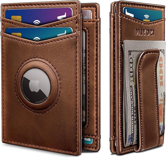 Airtag Wallet for Men- with Money Clip Gift Boxed, Magnetic Closure Slim by Miyozi
