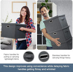 Large 17" 36 Quart Collapsible Stackable Storage Bins - Image 5