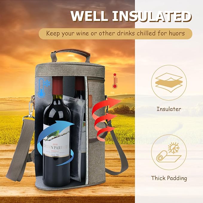 Tirrinia 2 Bottle Wine Gift Tote Carrier - Image 4