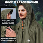 ANYOO Hooded Rain Poncho for Adults Waterproof Lightweight Rain Coat for Men - Image 4
