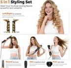 5 in 1 Hair Dryer Brush Set,Professional Negative Ionic Hot Air Styler, Air Curling Wrap Styler,Detachable Blow Dryer Brush With Auto Wrap Curlers,Hair Styling Tools For Straight/Curl/Drying/Smoothing