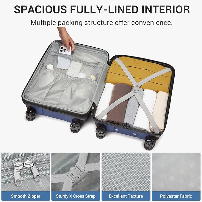 Kono 20 Inch Expandable Carry On Luggage - Image 7