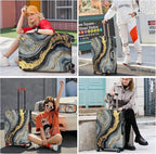 ANNA QUEEN Luxury Marble Gold Luggage Cover, Elegant Black & Grey Suitcase - Image 7