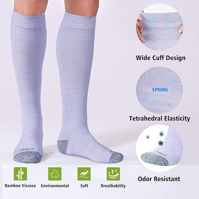 LEVSOX Compression Socks for Pregnant Women 20-30 mmHg Knee High Cute Funny - Image 3