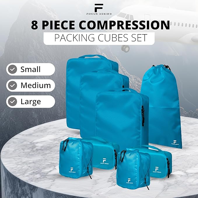 8 Piece Compression Packing Cubes Set - Image 2