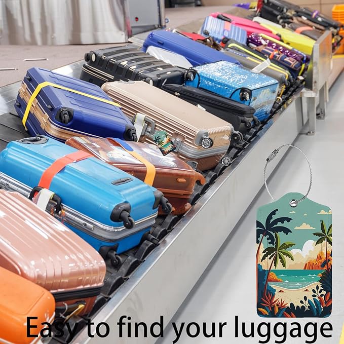 Cartoon Summer Beach 2 Pcs Luggage Tags, Privacy Cover ID Label - Image 5