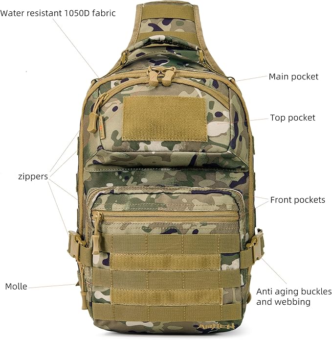 15L Tactical Crossbody Sling Bag | Everyday One Shoulder Backpack Fit 12 Inch - Image 4
