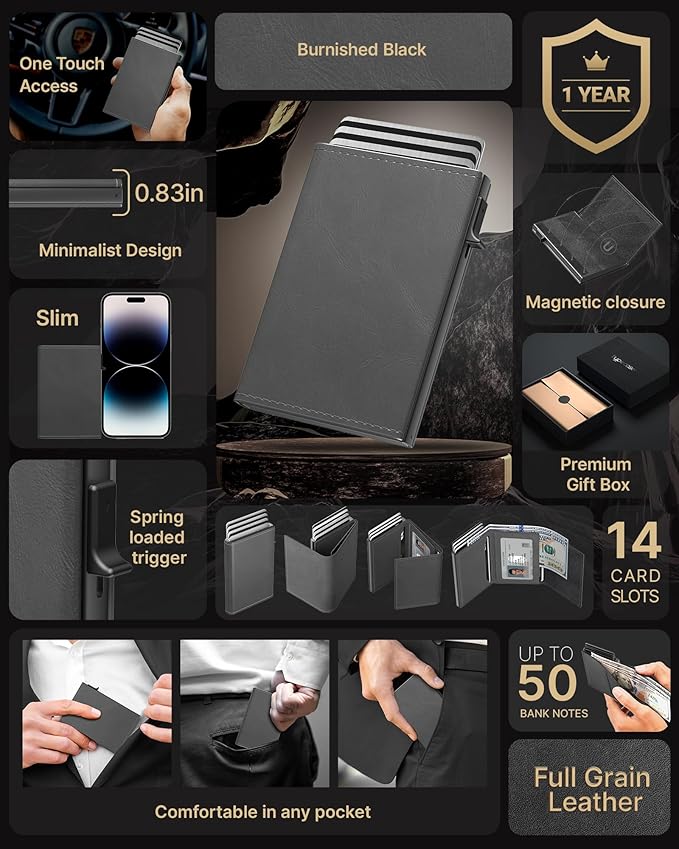 typecase Mens Wallet Card Holder: Pop Up Aluminum Case, Carbon Fiber Leather - Image 2