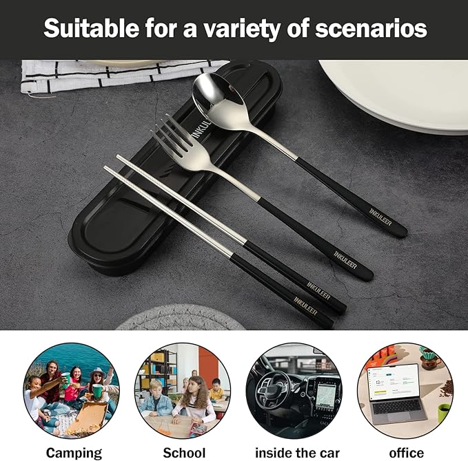 Travel cutlery set, 18/8 stainless steel cutlery, Reusable utensils set - Image 3