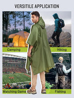 SaphiRose Extra Thick Hooded Rain Poncho Double Layer Waterproof Raincoat Jacket - Image 6