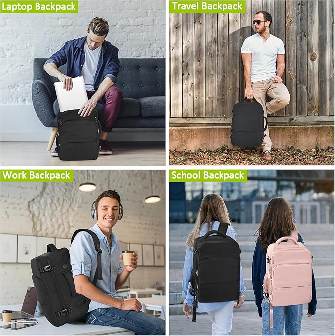Travel Backpack for Women Men, Travel Laptop Backpack w/USB Charging Port - Image 9