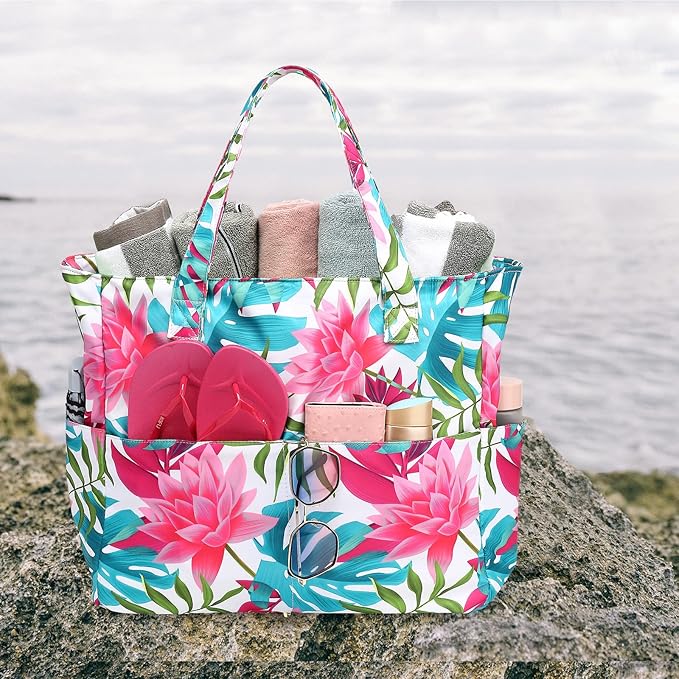 LEDAOU Large Beach Tote Bag Women Waterproof Sandproof Zipper Beach Tote Bag - Image 5