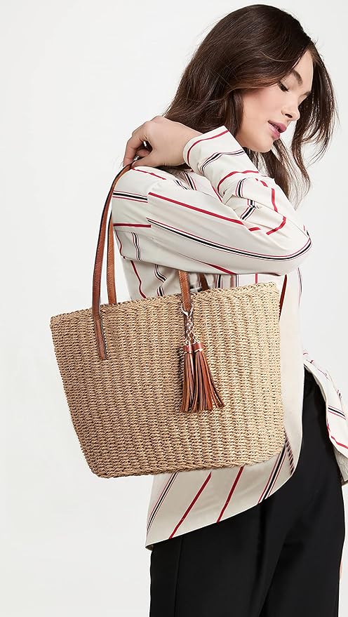 YXILEE Straw Bags For Women | M Size Travel Straw Totes Bag Woven Summer - Image 2