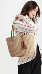 YXILEE Straw Bags For Women | M Size Travel Straw Totes Bag Woven Summer - Image 2