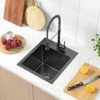 13 x 15 inch Drop in Bar Sink Black, Small Topmount Kitchen Sink Single Bowl 18 - Image 7