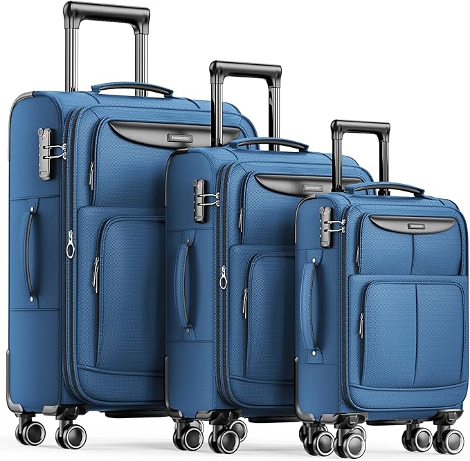 SHOWKOO Luggage Sets 3 Piece Softside Expandable Lightweight Durable Suitcase by SHOWKOO