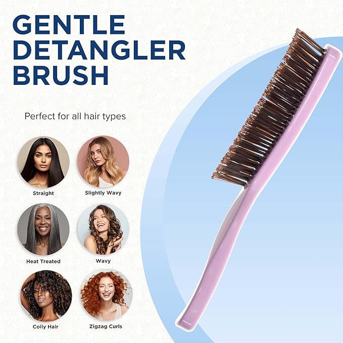 GIORGIO Hair Brush for Men and Women, Gentle Mini Hair Detangler Brush, Dual Length Bristles, Scalp Massager, Travel Detangling Brush, All Hair Types, Pink