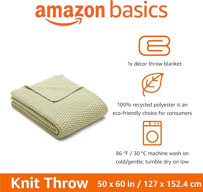 Amazon Basics Chunky Cable Knit Throw Blanket - Image 2