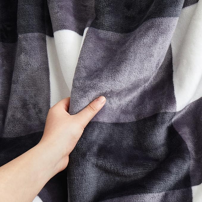 PU MEI Sherpa Blanket Fleece Throw Blanket Full Queen Plaid Thick Bed Blanket - Image 4