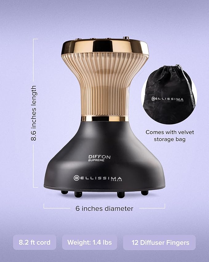 Bellissima Diffon Supreme Diffuser & Curly Hair Dryer - XL Diffuser for Long Waves, Curls, Coils - Cool Button - Anti-Frizz Technology