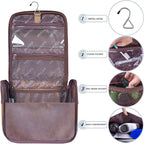 Hanging Toiletry Bag for Men VANCASE Vintage Leather Shaving Dopp Kit Medium - Image 4