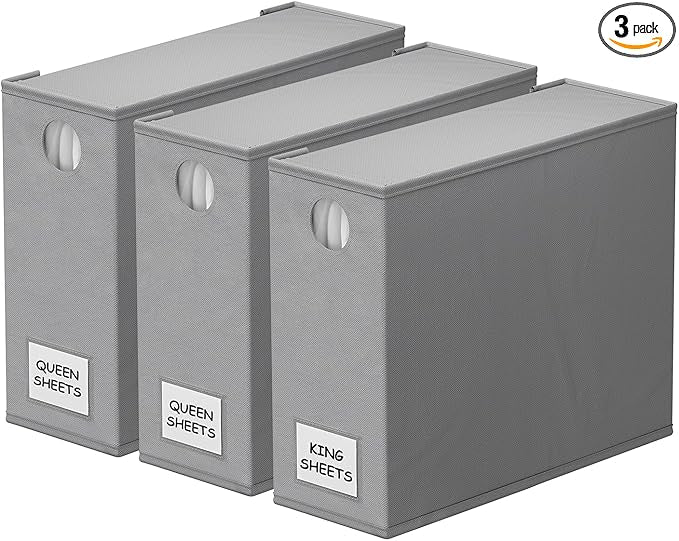SpaceAid 3 Pack Bed Sheet Organizers and Storage, Foldable Sheet Organizer by SpaceAid