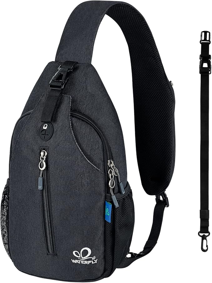 WATERFLY Crossbody Sling Backpack Sling Bag Travel Hiking Chest Bag Daypack by Waterfly