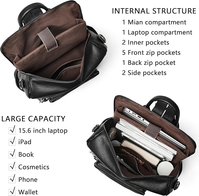 Shrrie Vegan Leather Laptop Backpack - Image 4