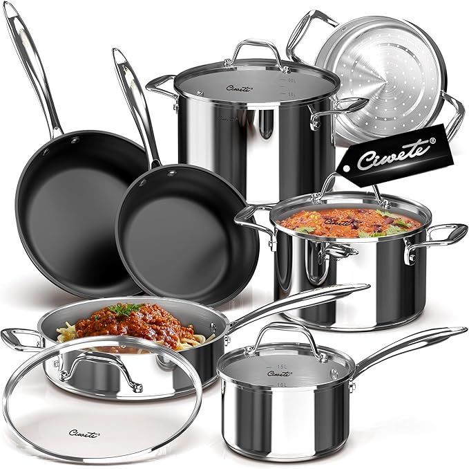 Stainless Steel Nonstick Pots and Pans Set by Ciwete