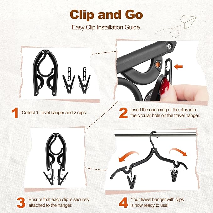 HOUSE DAY Foldable Travel Hangers 20 Pack w/10 Clips, Cruise Essentials 2025 - Image 8
