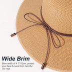 DRESHOW Beach Hats for Women Big Straw Wide Brim Summer Hat Floppy Foldable - Image 4