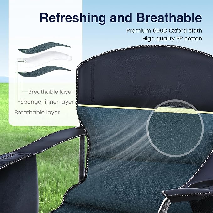 HIGH POINT SPORTS Oversized Camping Folding Chair, Heavy Duty Portable Outdoor - Image 6