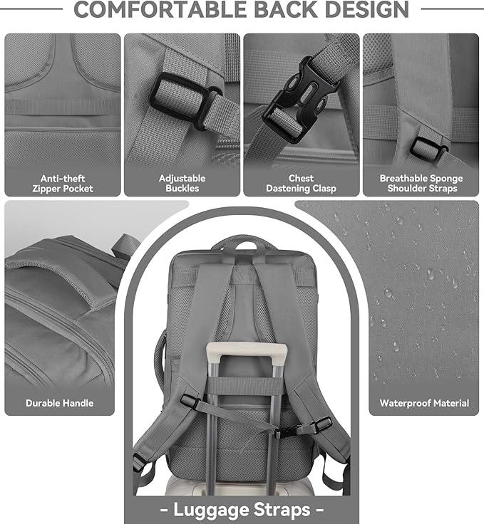 60L Travel Laptop Backpack for Men, Extra Large Backpack, Big Capacity Carry On - Image 5