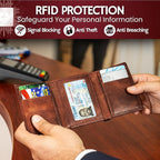 BULL GUARD Best Leather Men's RFID Trifold Wallet - Image 5