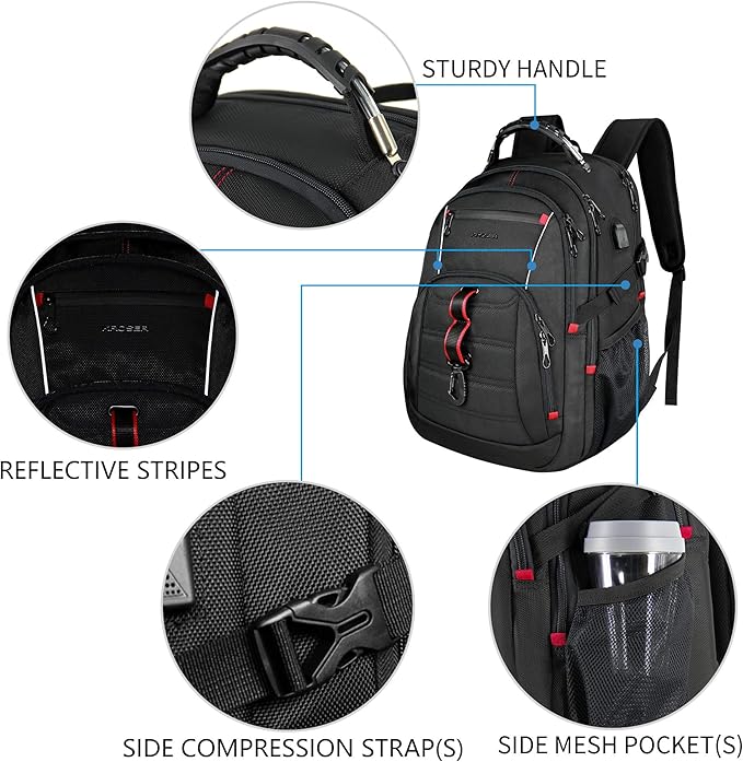 KROSER Travel Laptop Backpack 17.3 inch XL Computer Backpack Stylish College - Image 4