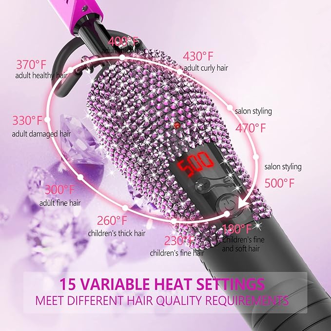 DAN Technology 500 hot Comb Electric for Wigs, Diamond Heating Comb, 60 Min Auto-Off & 7 Temperatures Adjustable Purple hot Comb, Professional Pressing Combs for Black Hair