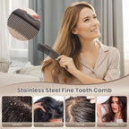 2PC Dandruff Comb Fine Tooth Scalp Detox Comb Lice Stainless Steel Scalp Detoxing Hair Brush Tool Hair Care for Women, Men & Kids (Brown)