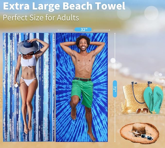 6 Pack Lightweight Thin Beach Towel Oversized 71"x32" Big Extra Large - Image 7