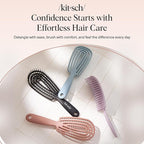 Kitsch Hair Brush Detangler – Flexi Flow Hair Brush for Women, Men & Kids | Detangling Brushes for Curly Hair with Bendable Frame, Bounce Curl Defining Brush for Wet or Dry Strands - Soft Violet