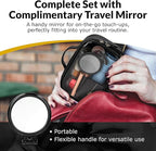 Clear Makeup Bag Set - Premium Quality Travel Cosmetic Bag w/Clear Transparent Front - 3pcs Gift for Travelers - Large & Small Makeup Bags & Portable Mirror in a Beautiful Gift Box, Black