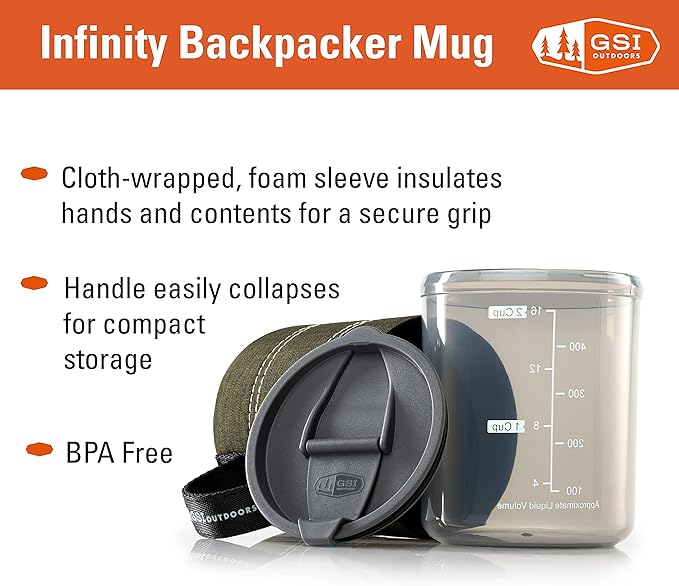 GSI Outdoors Infinity Backpacker Mug I Lightweight, BPA-Free Coffee Cup - Image 4