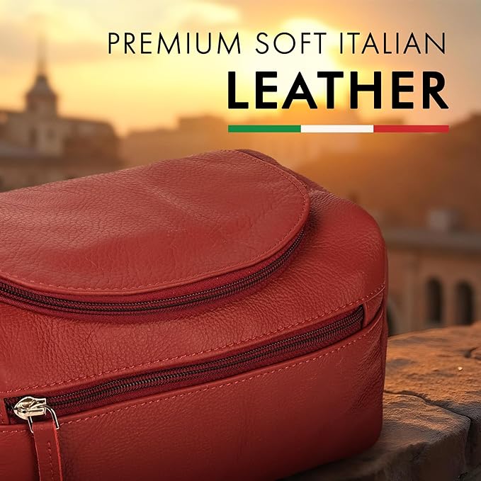 Leather Toiletry Bag For Men Women Dopp Kit Mens Hanging Toiletry Bag Travel - Image 4