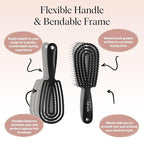 Kitsch Hair Brush Detangler – Flexi Flow Hair Brush for Women, Men & Kids | Detangling Brushes for Curly Hair with Bendable Frame, Bounce Curl Defining Brush for Wet or Dry Strands - Black