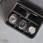 TAWBURY 3 Slot Watch Case Plus Storage – Luxury Leather Watch Travel Case - Image 7