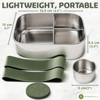 Everusely - Bento Box - Sage, 27oz / 0.8 L - Stainless Steel Lunch Box - 3 - Image 2