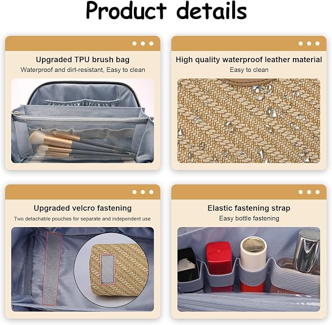 BOYATU Travel Makeup Bags for Women: Large Cosmetic Bag Waterproof - Image 3